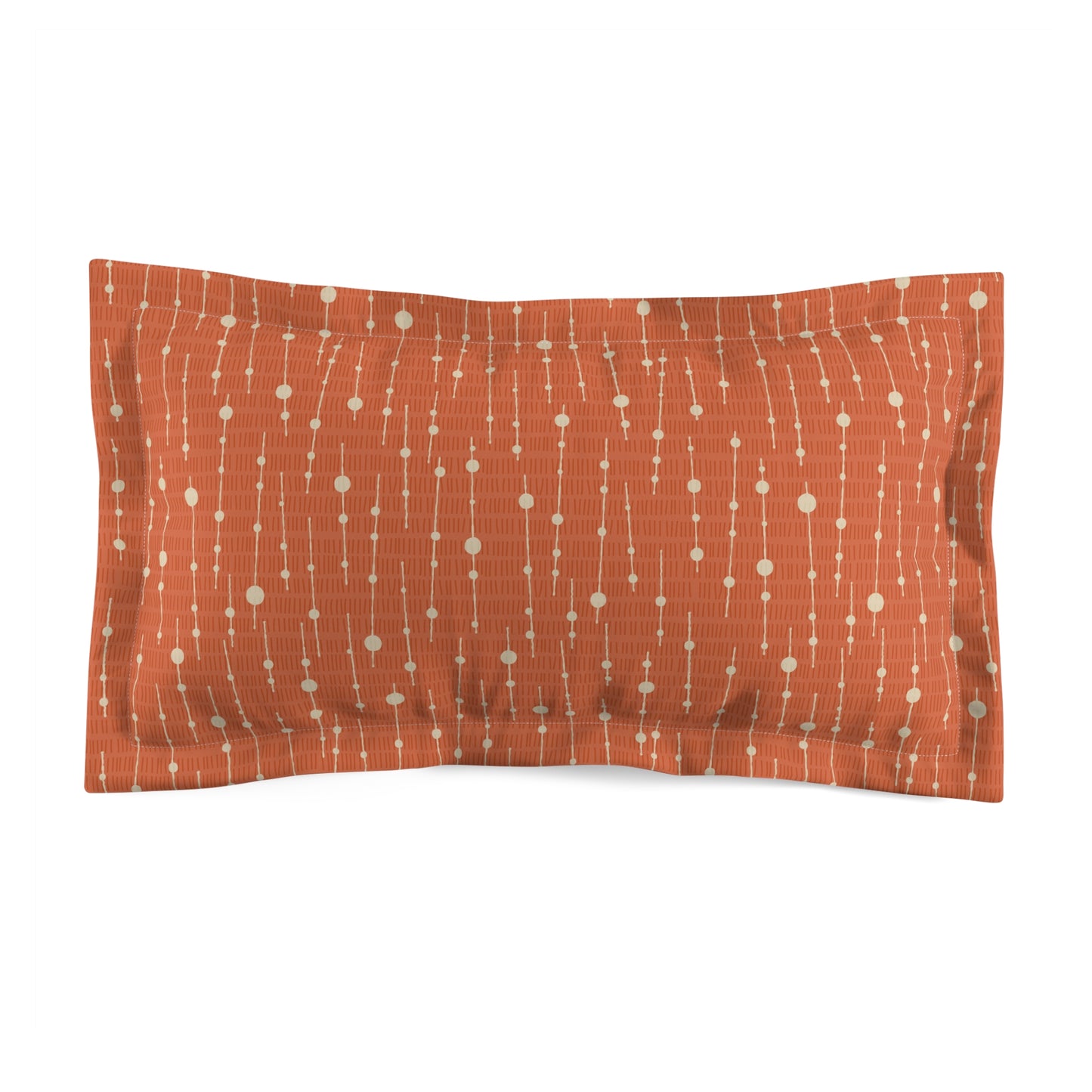 Mid-Century Modern Pillow Sham in Coral Red. Original Abstract Pattern. Pairs with Duvets. Standard and King Sizes.