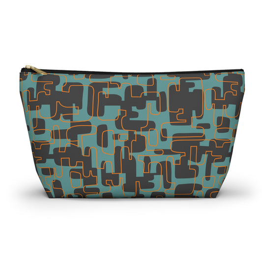 Zipper Pouch with Abstract Mid Century Modern Print. 2 Sizes Available.