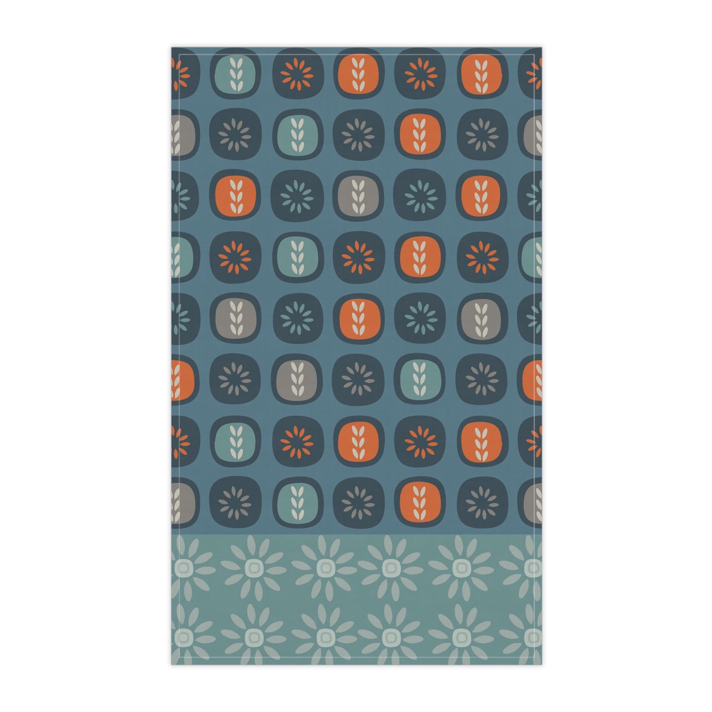 Scandinavian Inspired Kitchen Towel, Blue Pattern. 100% Cotton, 18'' x 30''.