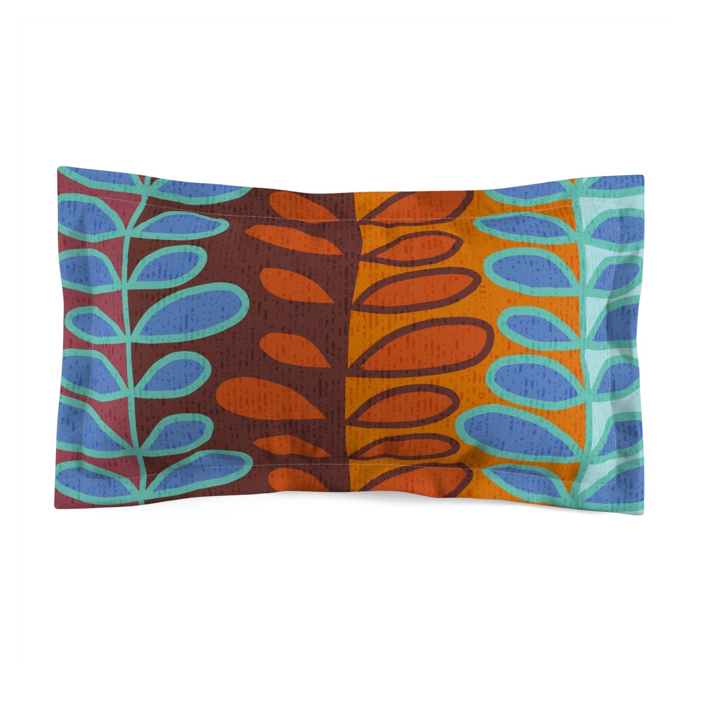 Pillow Sham with Original Boho Leaf and Vine Pattern. Pairs with Duvet Covers. 2 Sizes.