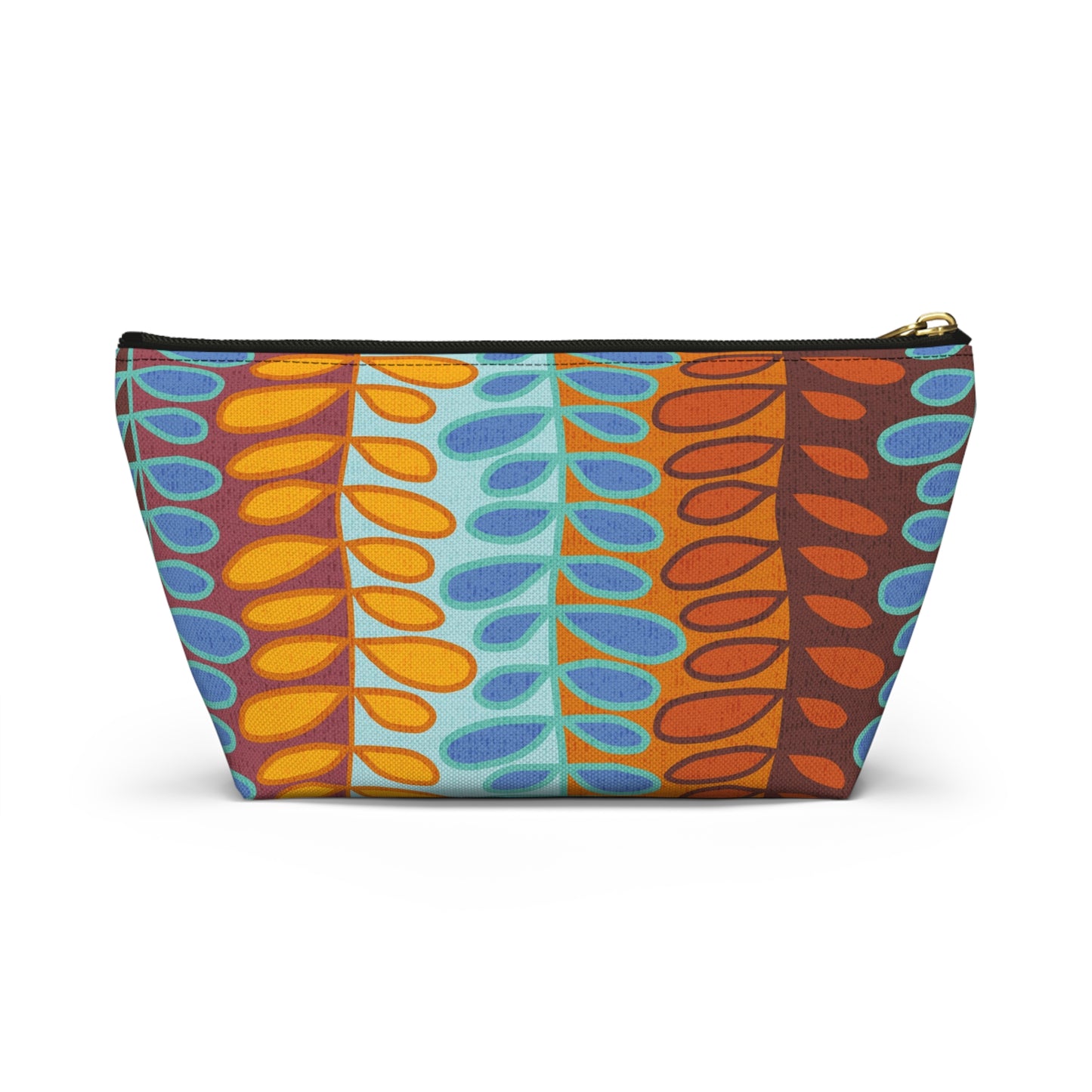 Custom Boho Leaf and Vine Printed Zipper Pouch. 2 sizes available