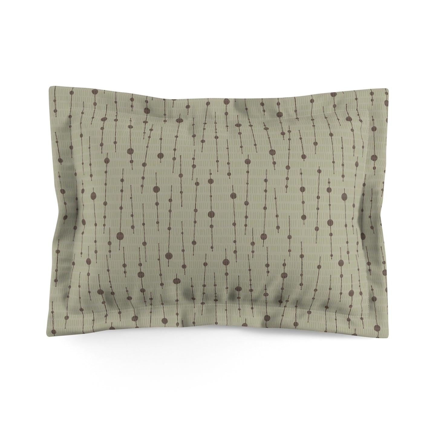 Coordinating Pillow Sham in Sage Green & Brown. Original Mid-Century Abstract Pattern. Pairs with Duvets. Standard and King Sizes.