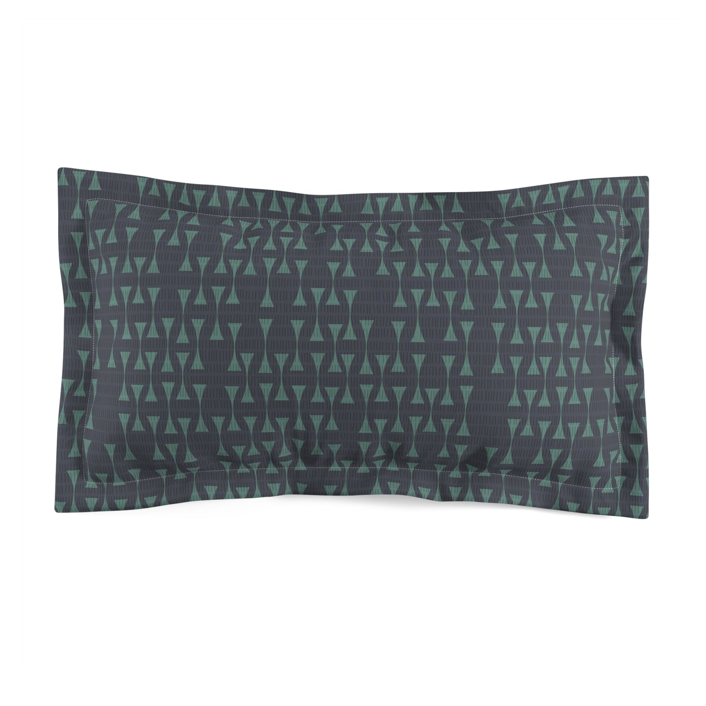 Mid-Century Modern Pillow Sham. Original Abstract Pattern in Charcoal and Light Teal. Pairs with Duvets. Standard and King Sizes.