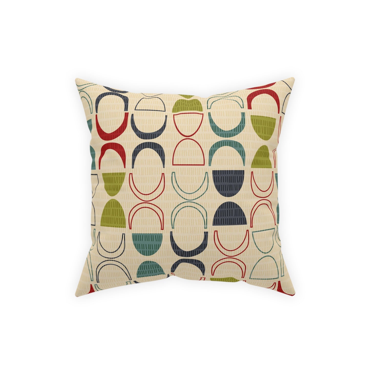 Mid-Century Modern Accent pillow. Colorful Abstract Design on the Front, Coordinating Pattern on the Back. 5 sizes. Pillow insert included.