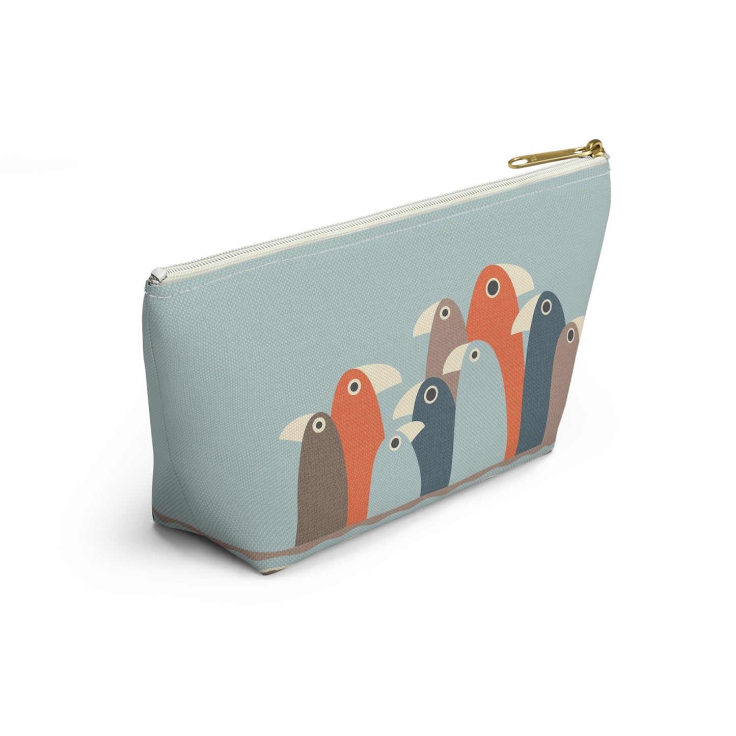 Zipper Pouch Printed with Quirky Birds and Stripes. Available in 2 Sizes.