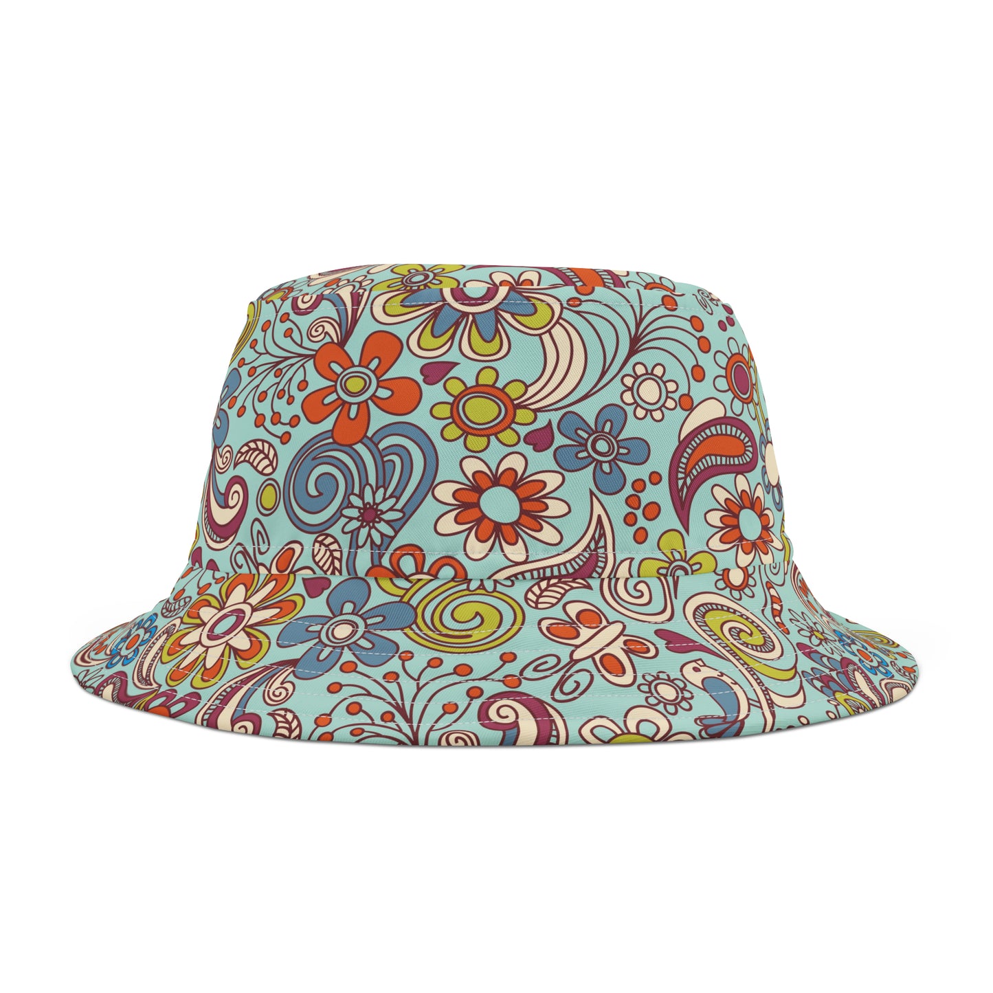 Flower Power Bucket Hat with cheerful Boho Print. Available in 2 sizes.