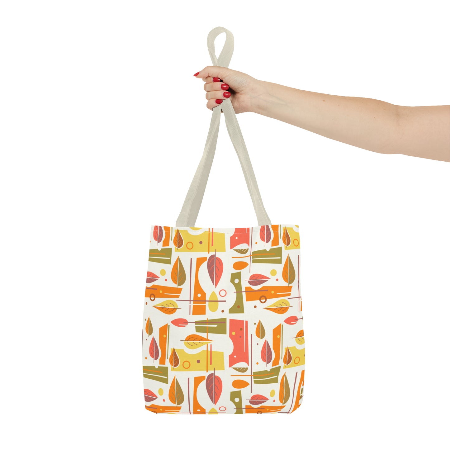 Tote Bag with Abstract Mid Century Leaf Print. Available in 3 sizes.