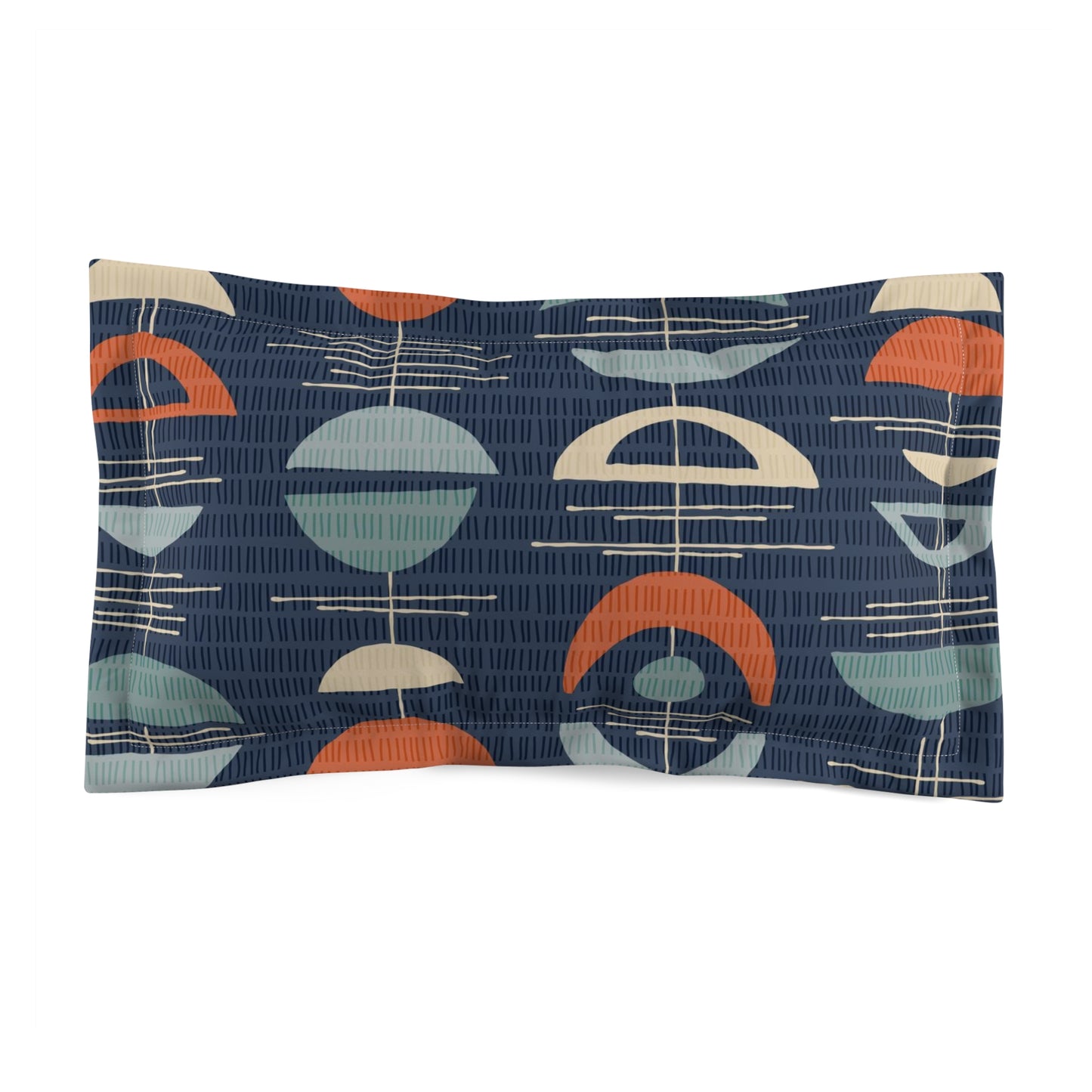 Mid-Century Modern Pillow Sham in Deep Blue. Original Abstract Pattern. Pairs with Duvets. Standard and King Sizes.