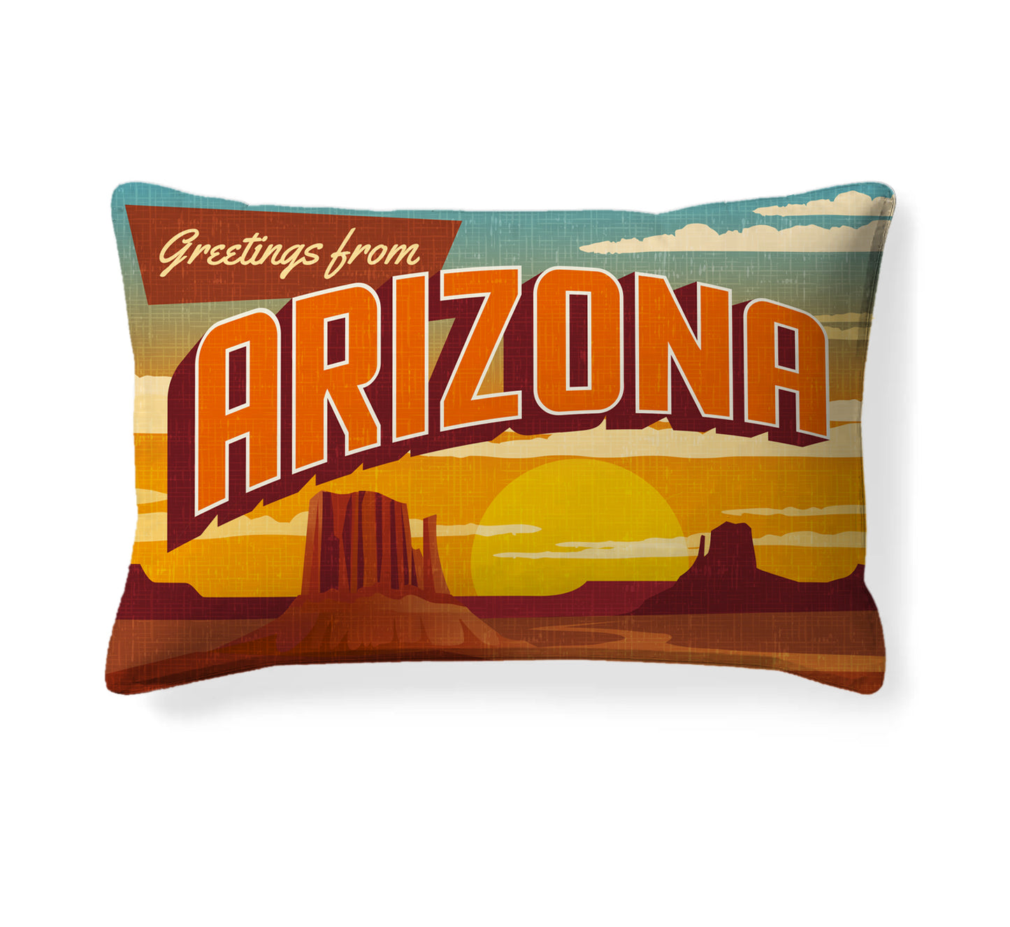 Custom Printed  20" x 14" Throw Pillow with Vintage State Postcard Design- All 50 States Available- Pillow Insert Included