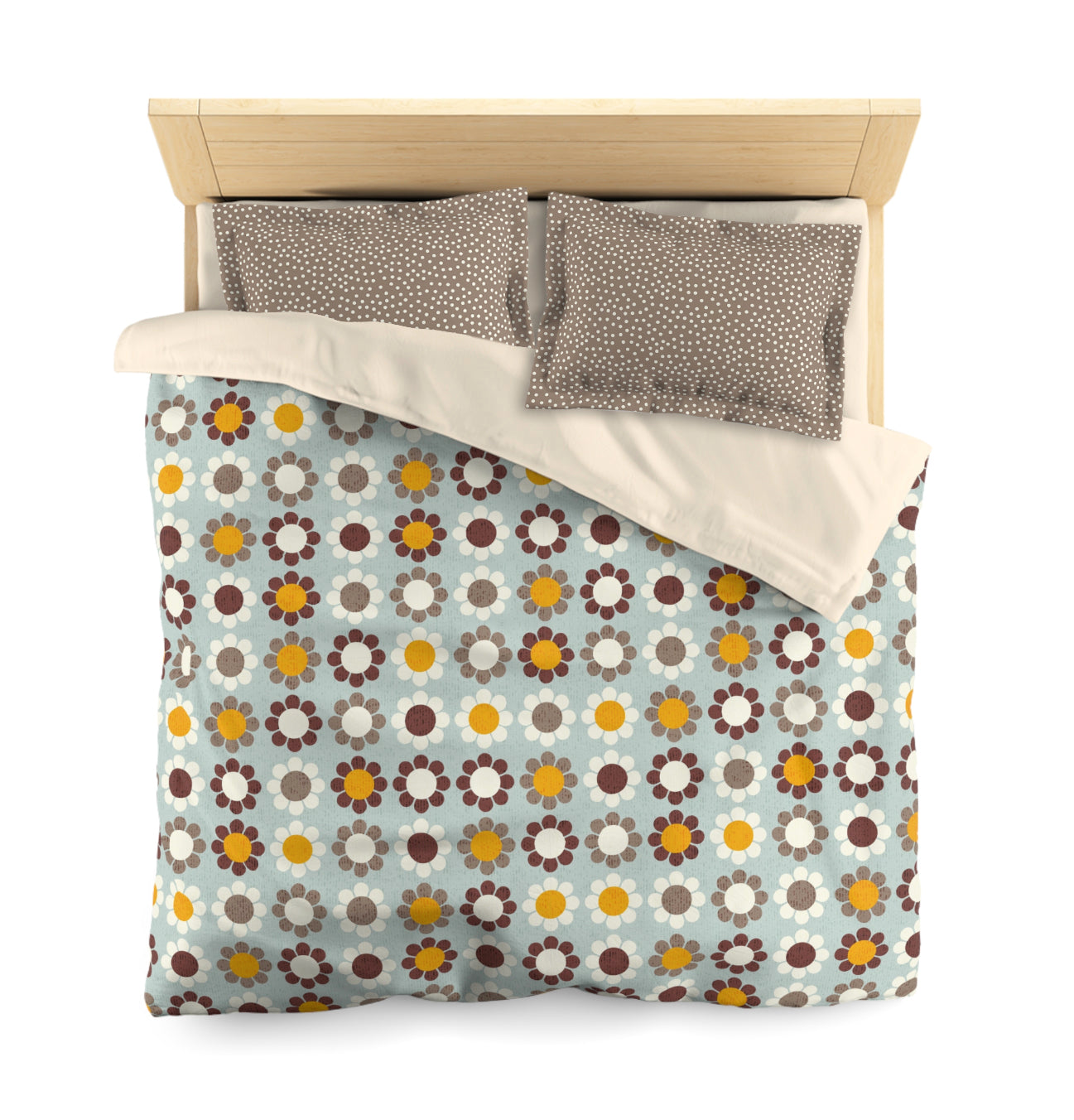 Pillow Sham in Brown and Cream Dot Pattern. Pairs with Duvets. Standard and King Sizes.