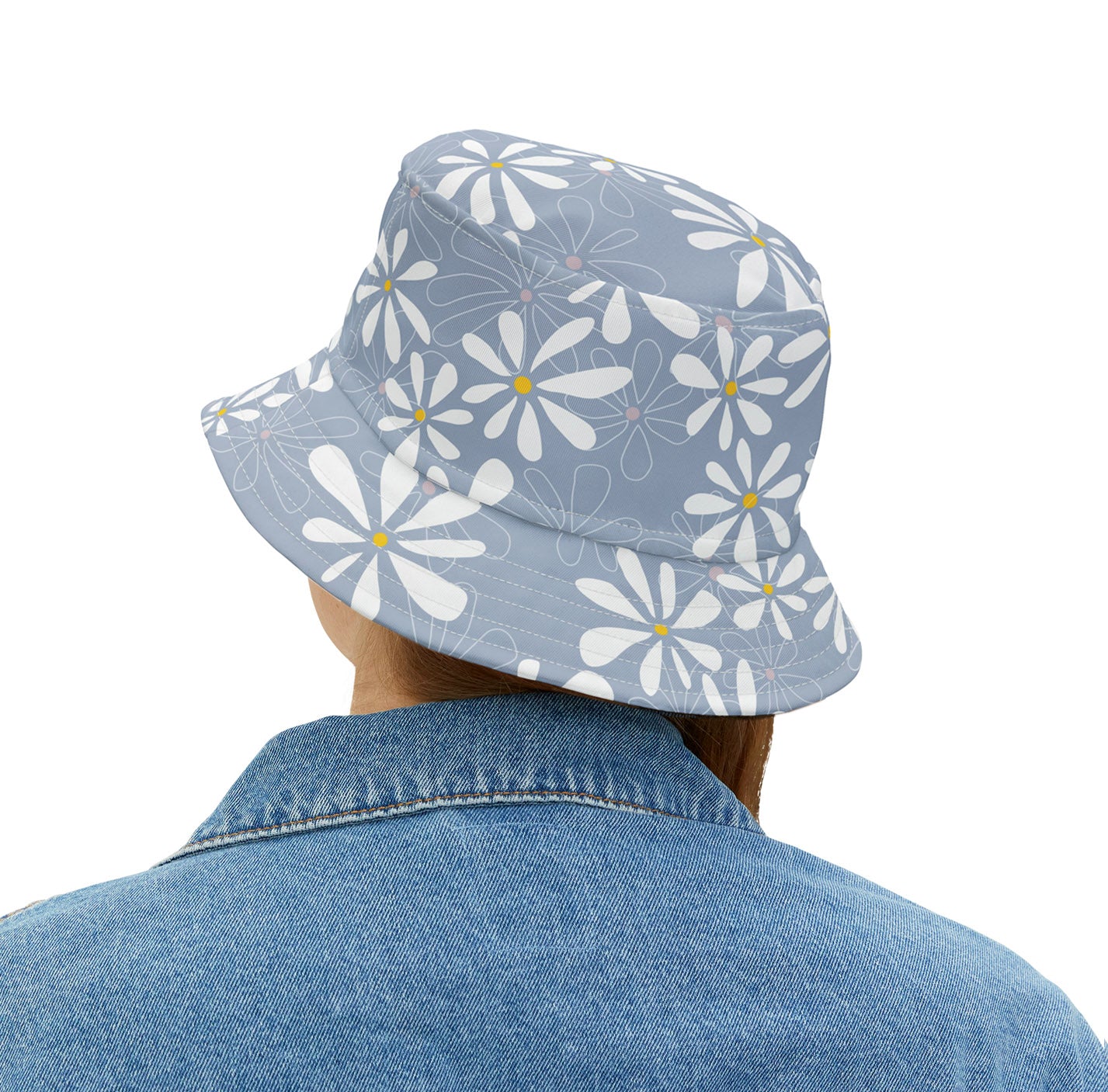 Summer Bucket Hat with Cheerful Daisy Print. Available in 2 sizes.