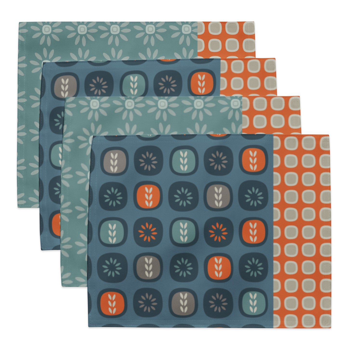 Mid-Century Scandinavian Style Printed Placemats. Set of 4.