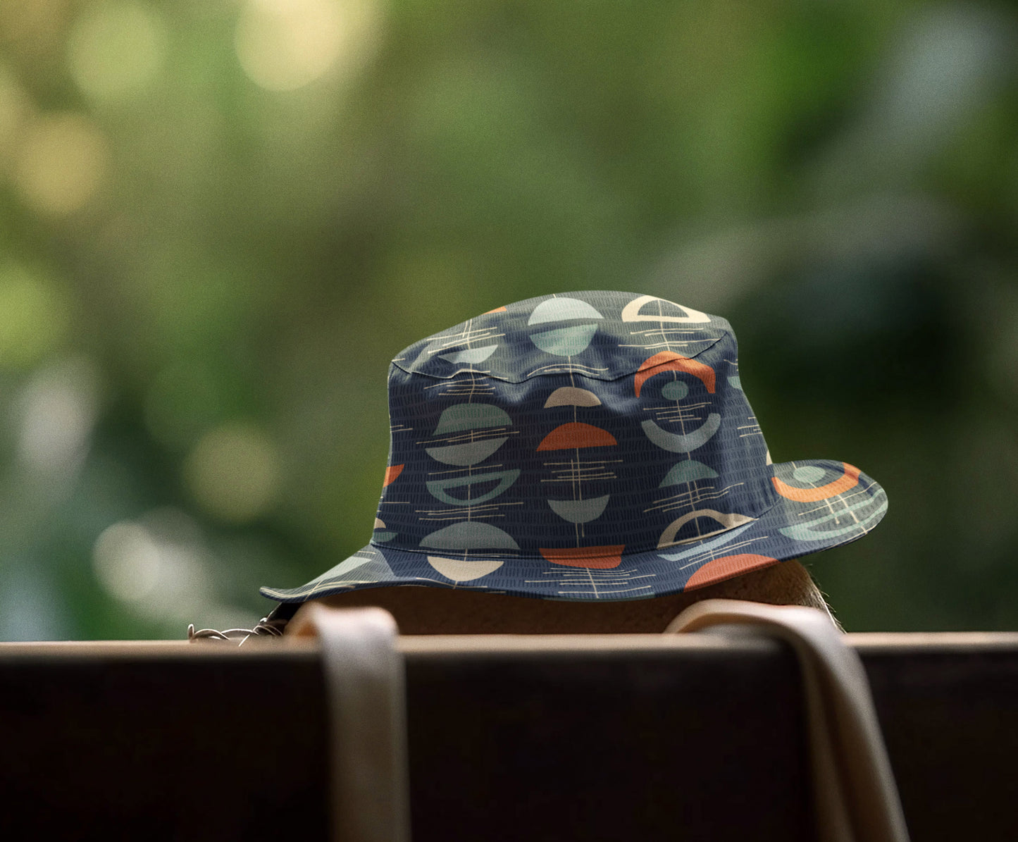 Spiffy Bucket Hat in Deep Blue Retro Print. This Hat Screams Fun. Available in 2 sizes.