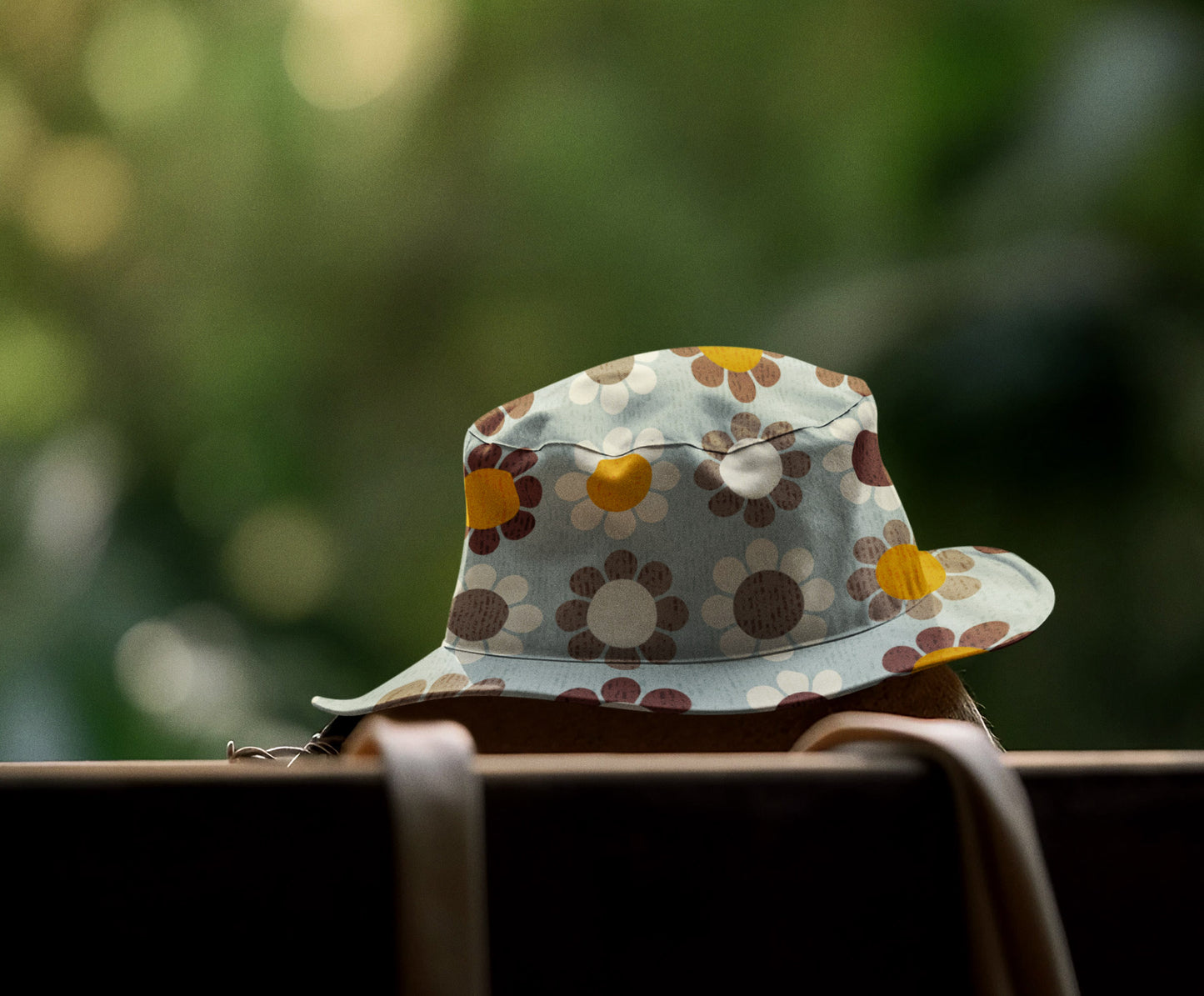 Cute Bucket Hat with Retro Daisy Print. Available in 2 sizes.