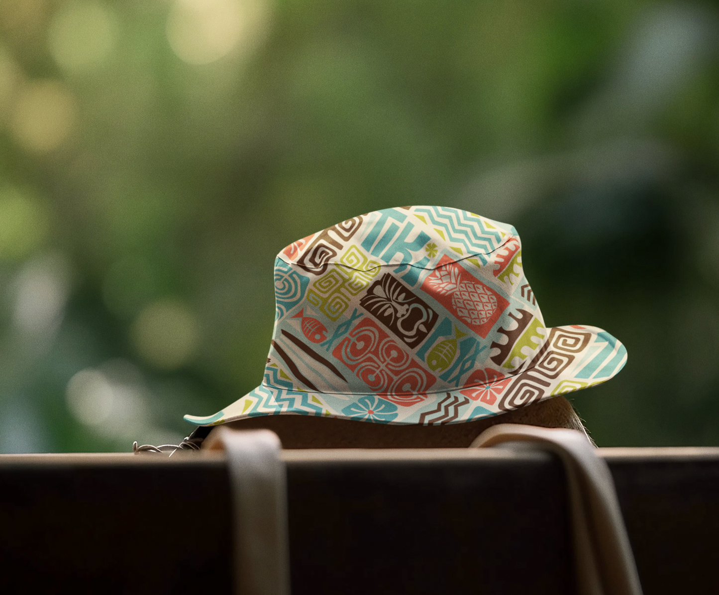 Summer Bucket Hat with Vintage Hawaiian Tiki print. Available in 2 sizes.